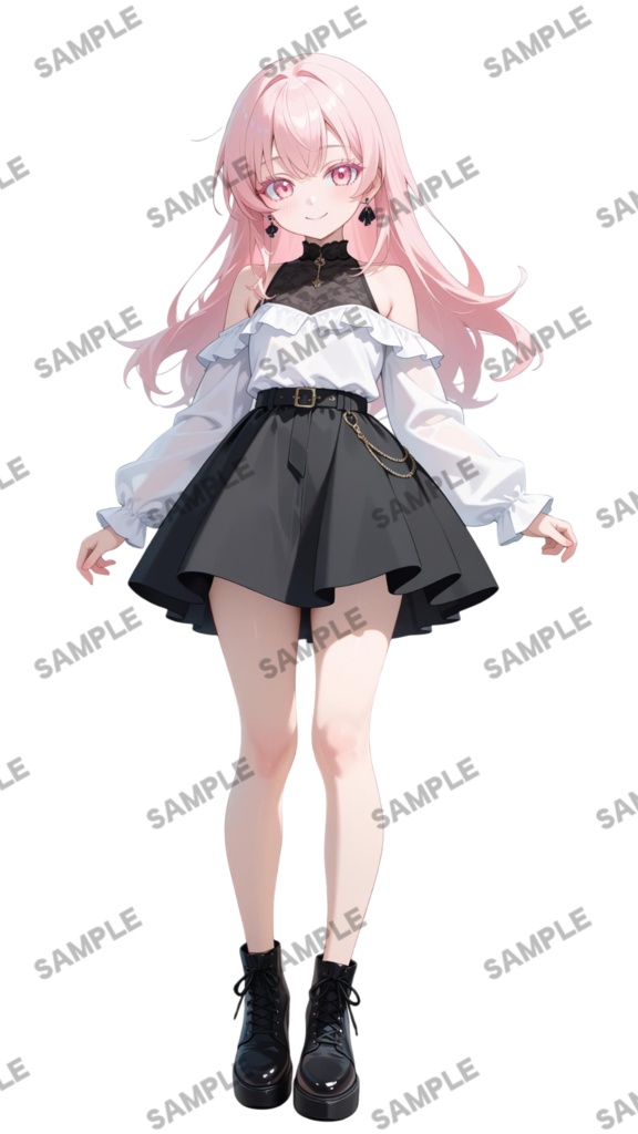 【1点限定 キャラクター IRIAM動作確認済み】立ち絵素材252 黒ピンクの女の子