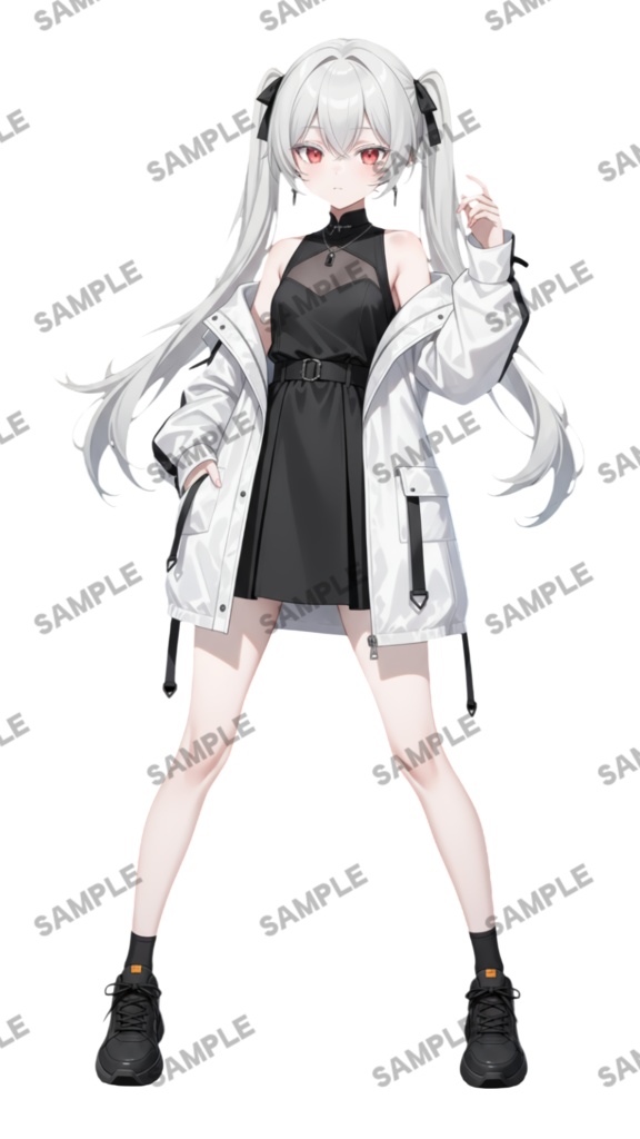 【1点限定 キャラクター IRIAM動作確認済み】立ち絵素材261 赤眼銀髪ツインテールの女の子