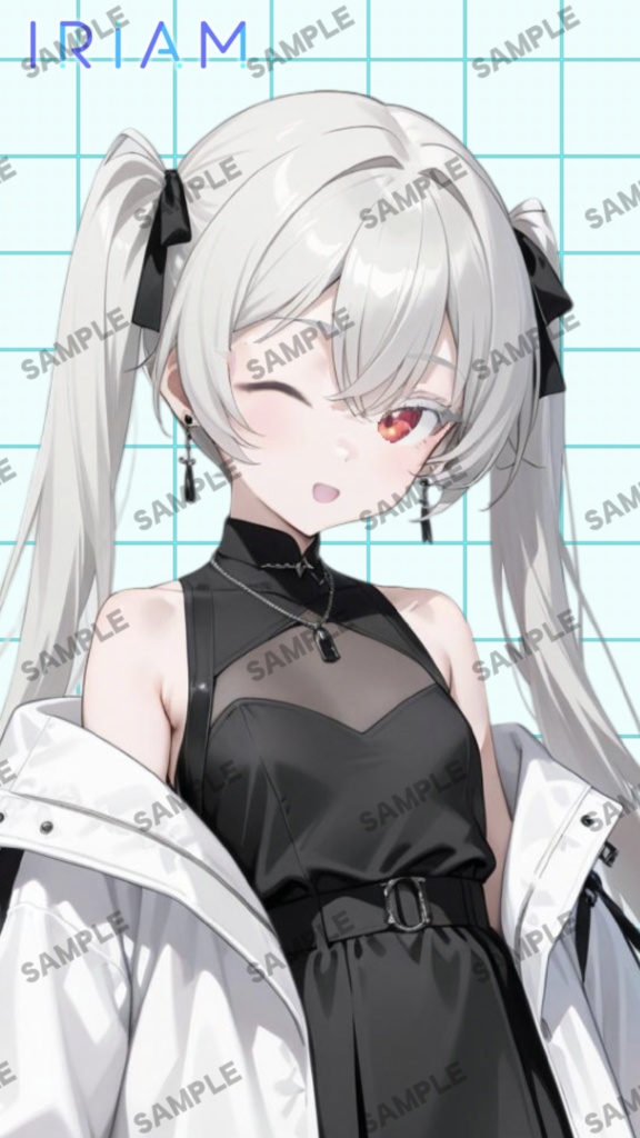 【1点限定 キャラクター IRIAM動作確認済み】立ち絵素材261 赤眼銀髪ツインテールの女の子