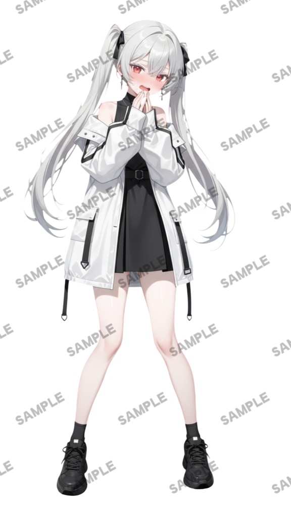 【1点限定 キャラクター IRIAM動作確認済み】立ち絵素材261 赤眼銀髪ツインテールの女の子