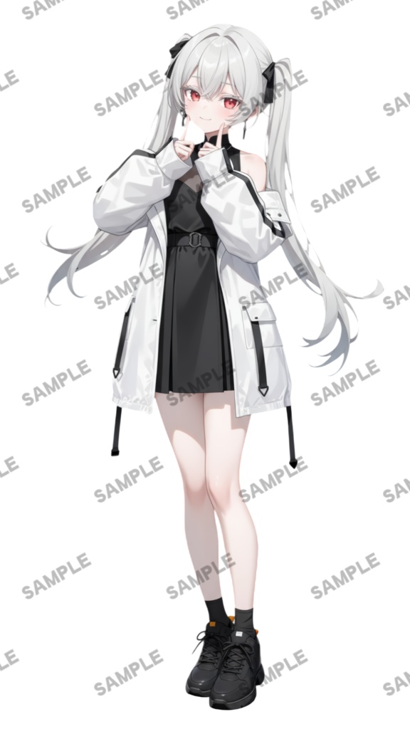 【1点限定 キャラクター IRIAM動作確認済み】立ち絵素材261 赤眼銀髪ツインテールの女の子