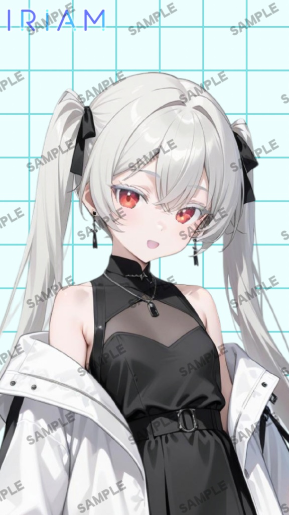 【1点限定 キャラクター IRIAM動作確認済み】立ち絵素材261 赤眼銀髪ツインテールの女の子