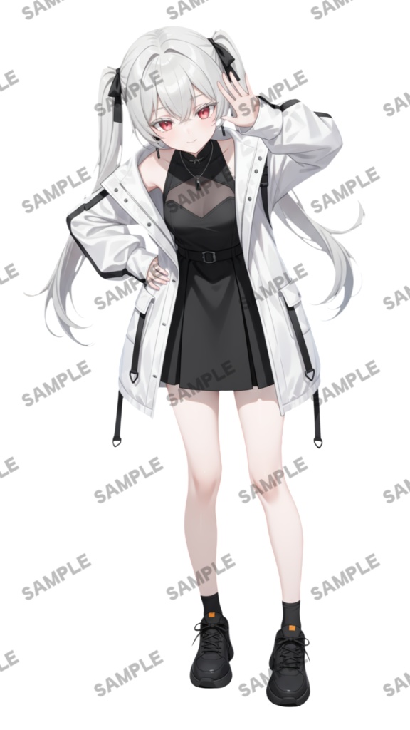 【1点限定 キャラクター IRIAM動作確認済み】立ち絵素材261 赤眼銀髪ツインテールの女の子