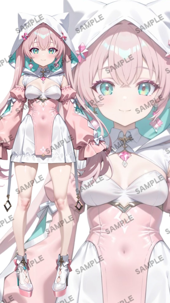 【1点限定 キャラクター】立ち絵素材261 赤眼銀髪ツインテールの女の子