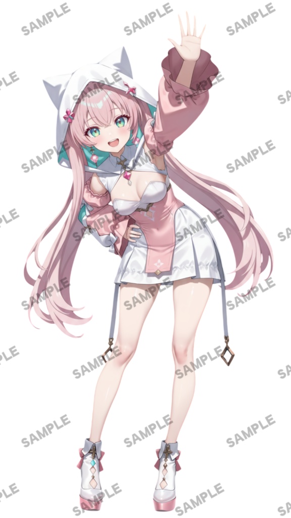 【1点限定 キャラクター】立ち絵素材261 赤眼銀髪ツインテールの女の子