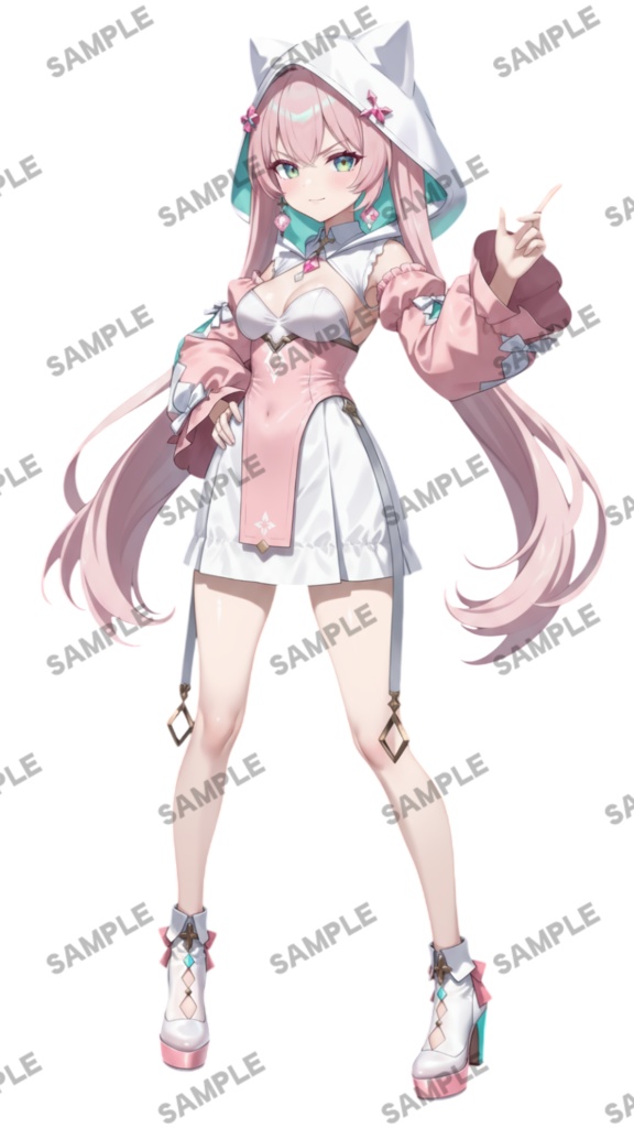 【1点限定 キャラクター】立ち絵素材261 赤眼銀髪ツインテールの女の子