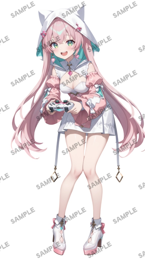 【1点限定 キャラクター】立ち絵素材261 赤眼銀髪ツインテールの女の子