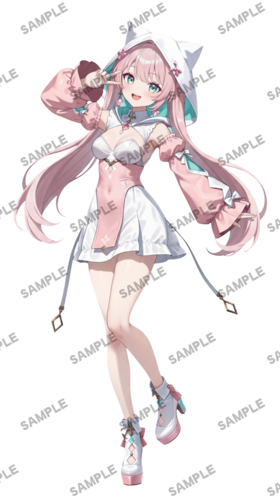 【1点限定 キャラクター】立ち絵素材261 赤眼銀髪ツインテールの女の子