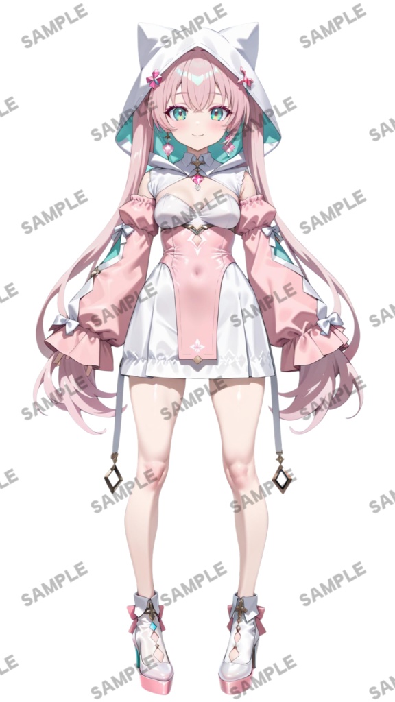 【1点限定 キャラクター】立ち絵素材261 赤眼銀髪ツインテールの女の子