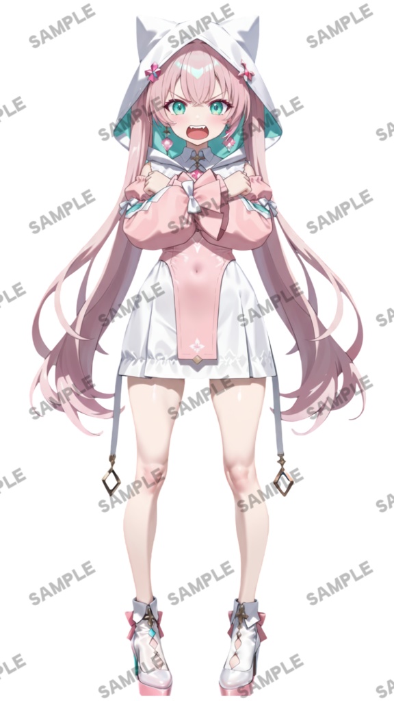 【1点限定 キャラクター】立ち絵素材261 赤眼銀髪ツインテールの女の子