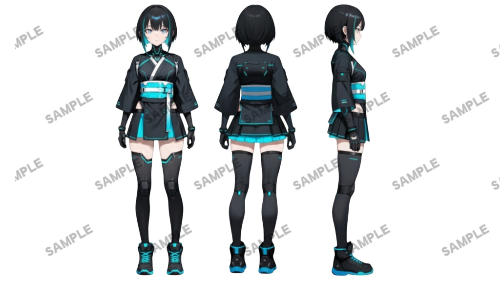 【1点限定 キャラクター】商用OK・表情・ポーズ差分6種・三面図付き 立ち絵素材273