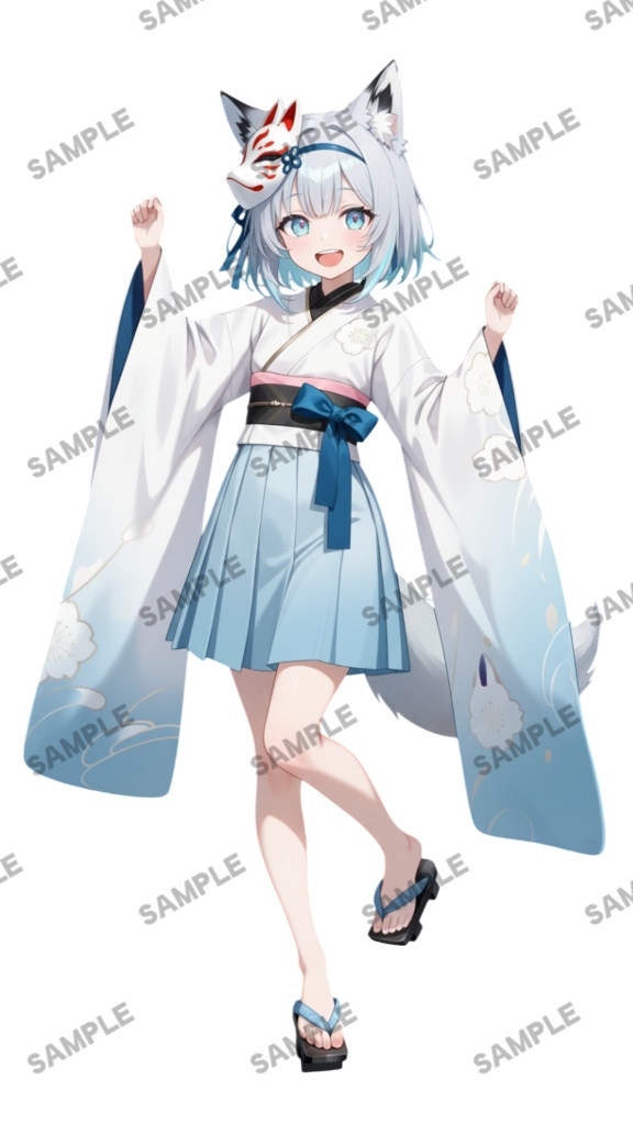 【1点限定 キャラクター】立ち絵素材278 白狐の女の子