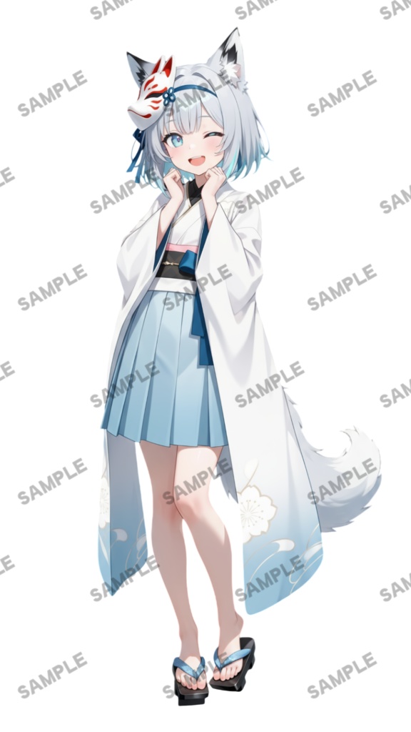 【1点限定 キャラクター】立ち絵素材278 白狐の女の子