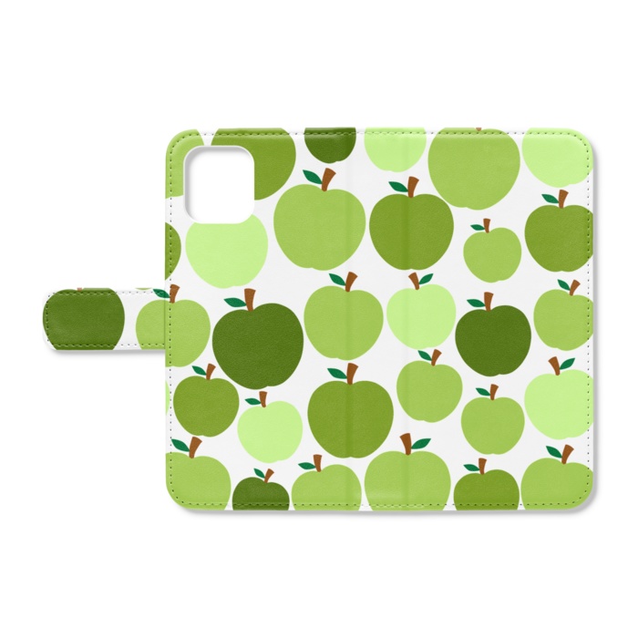 ぎっしり青リンゴ　手帳型iPhoneケース