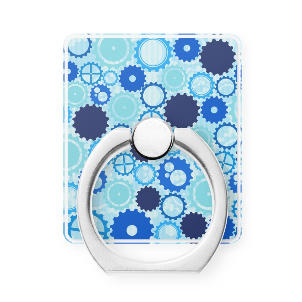 ぎっしりな青色と水色の歯車 スマホリング つきしょっぷ Booth