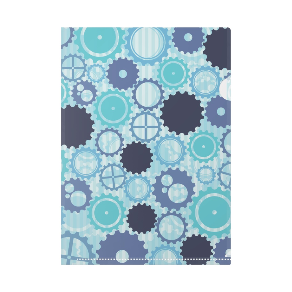 ぎっしりな青色と水色の歯車 クリアファイル つきしょっぷ Booth