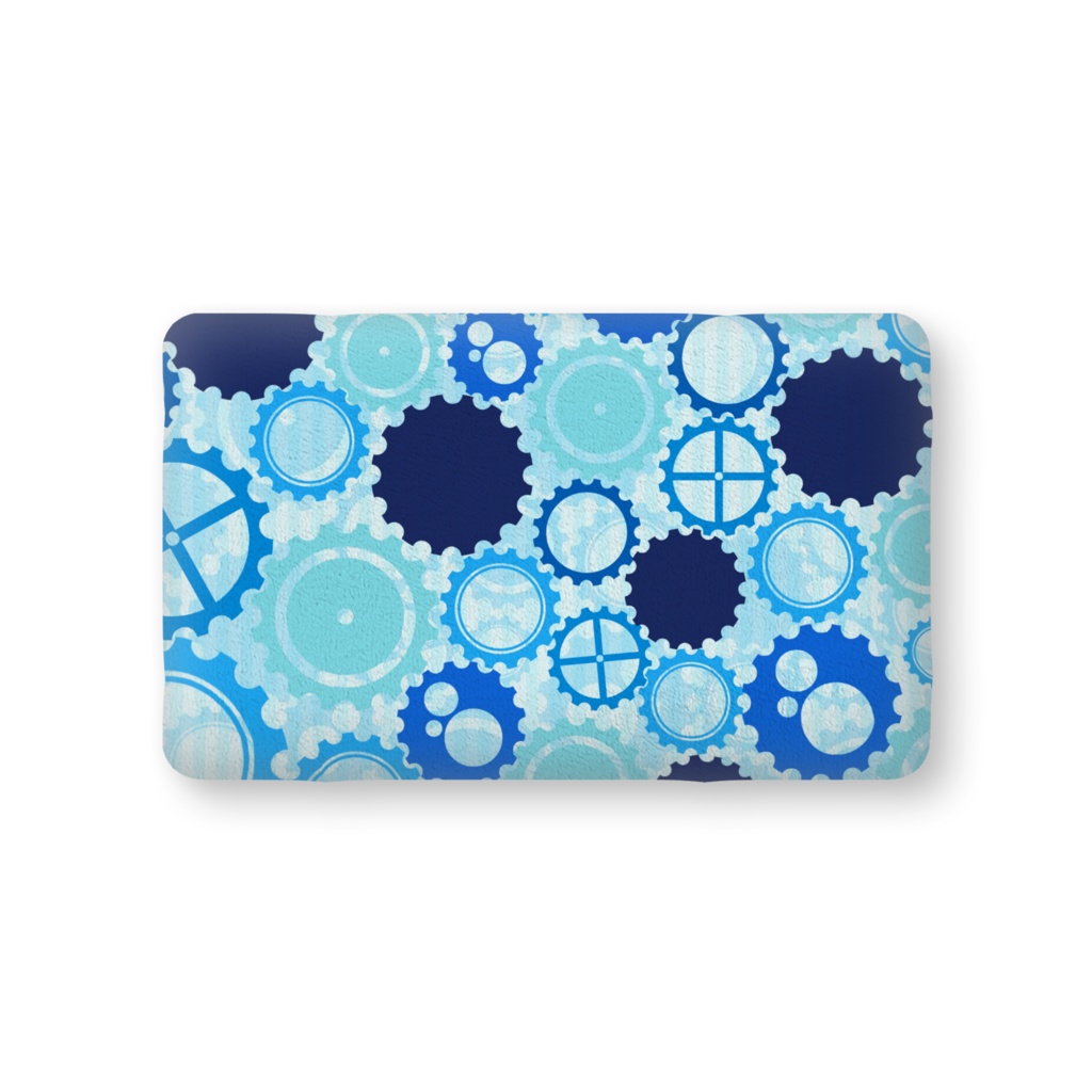 ぎっしりな青色と水色の歯車 クッション つきしょっぷ Booth