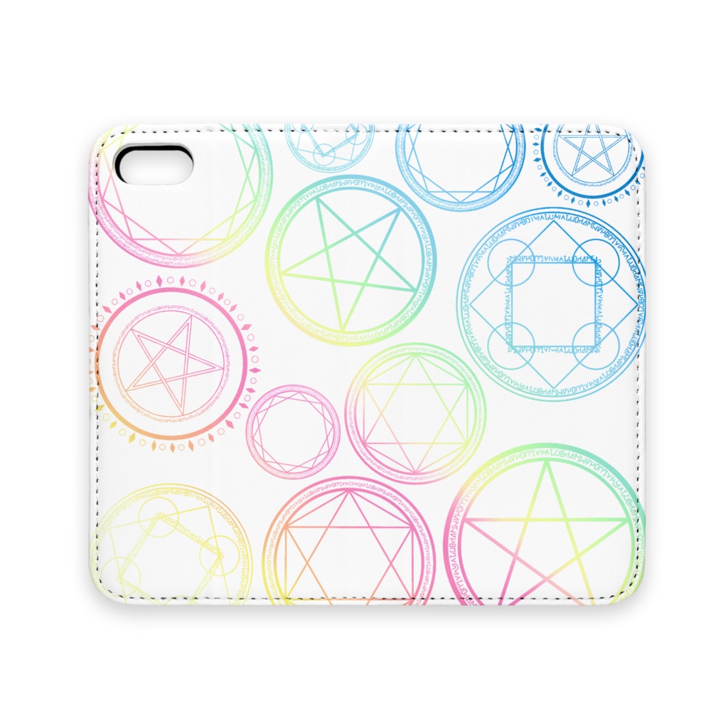 虹色のグラデーションの魔法陣 手帳型iphoneケース つきしょっぷ Booth