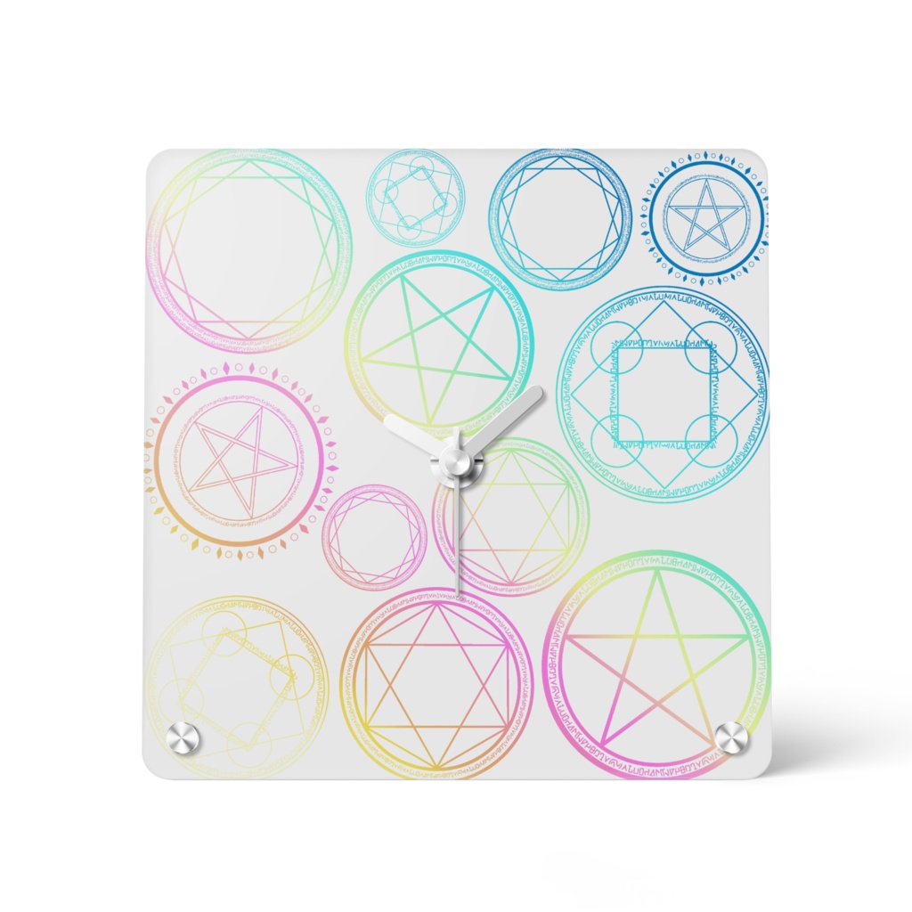 虹色のグラデーションの魔法陣 アクリル時計 つきしょっぷ Booth