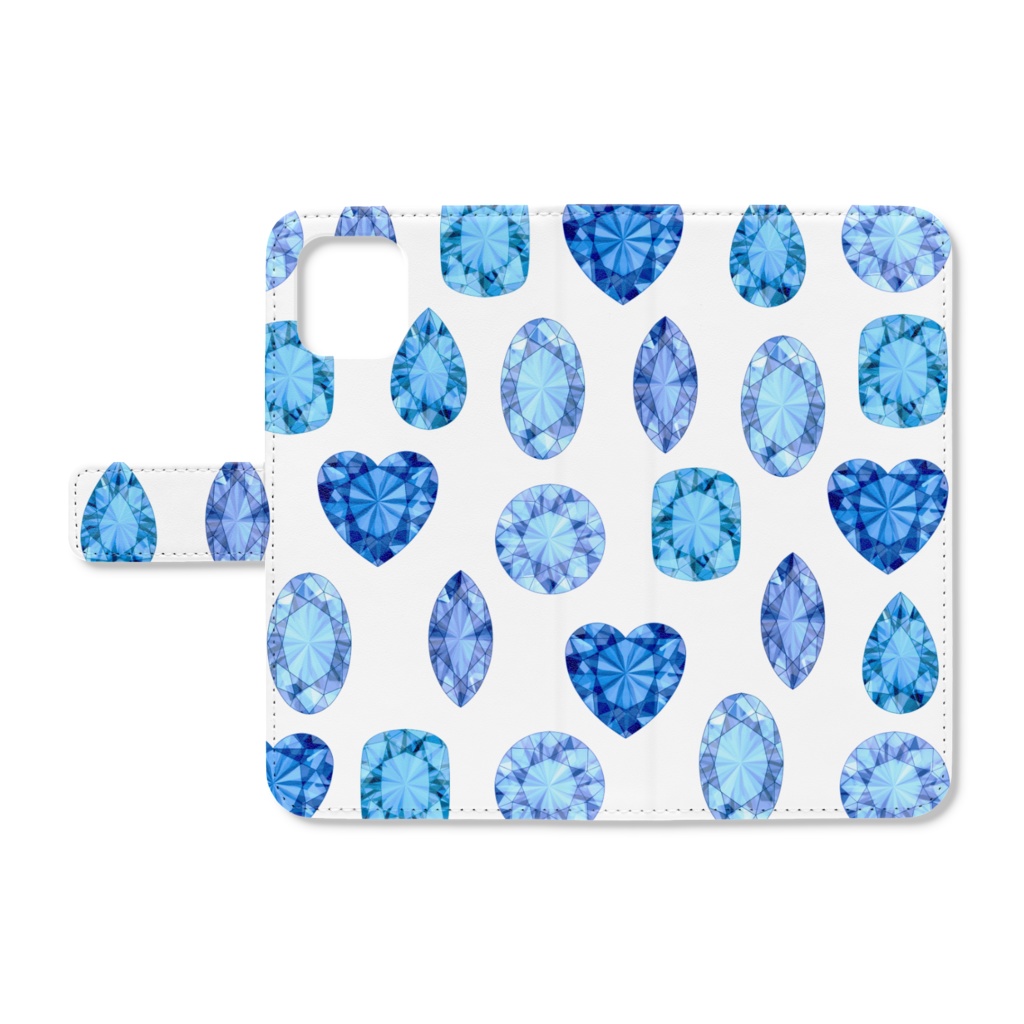 青色と水色の宝石 手帳型iphoneケース つきしょっぷ Booth