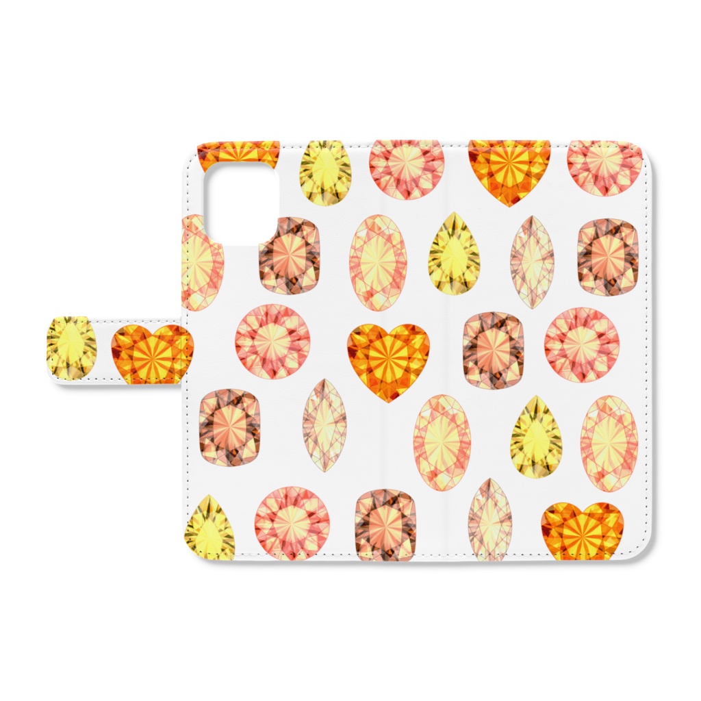 黄色とオレンジ色の宝石　手帳型iPhoneケース