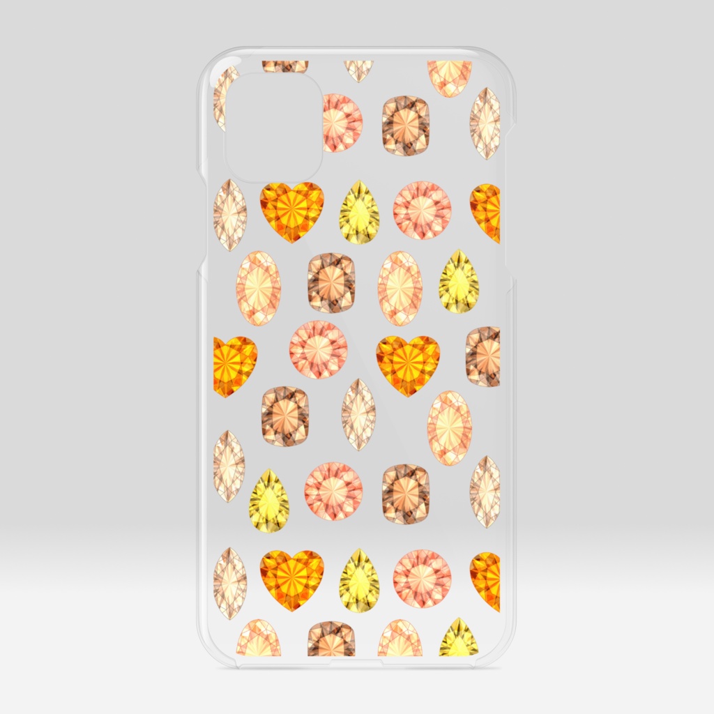 黄色とオレンジ色の宝石　クリアiPhoneケース