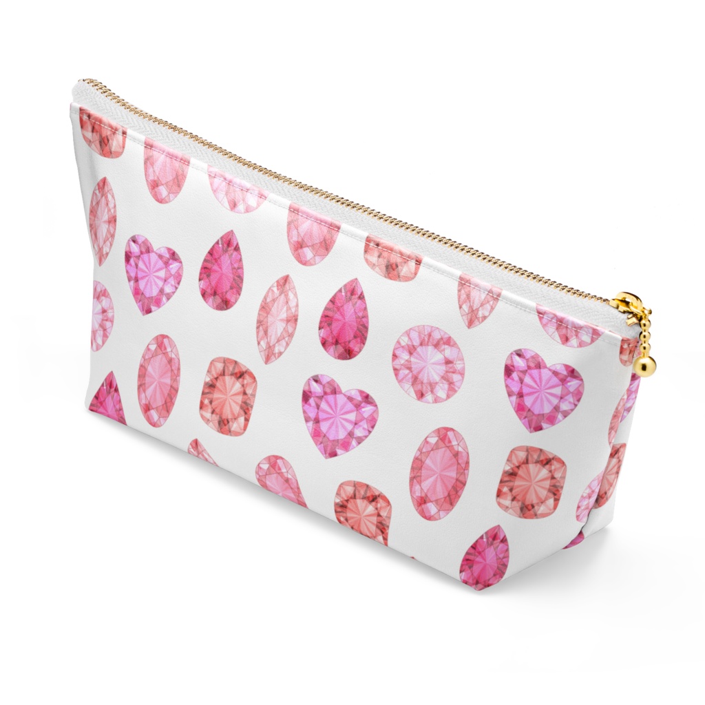 赤色とピンク色の宝石　ポーチ