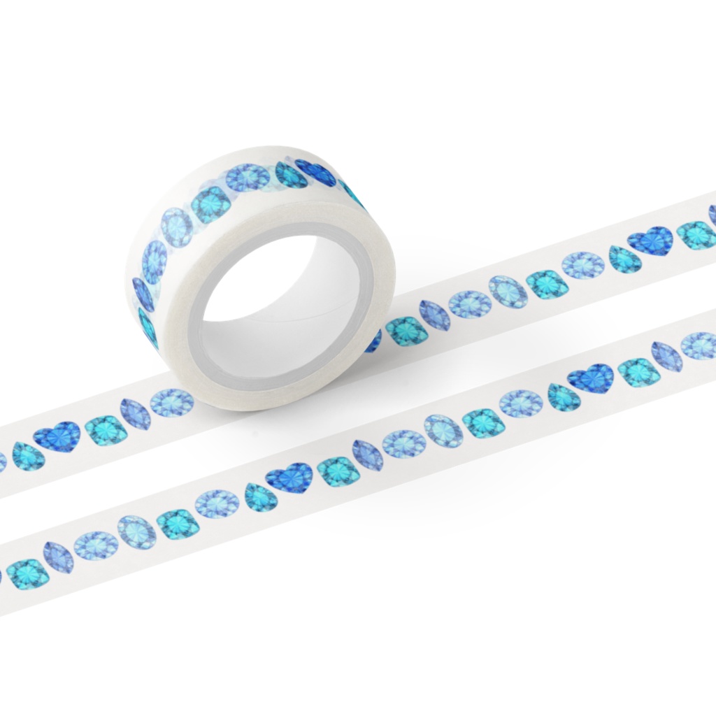 青色と水色の宝石 マスキングテープ