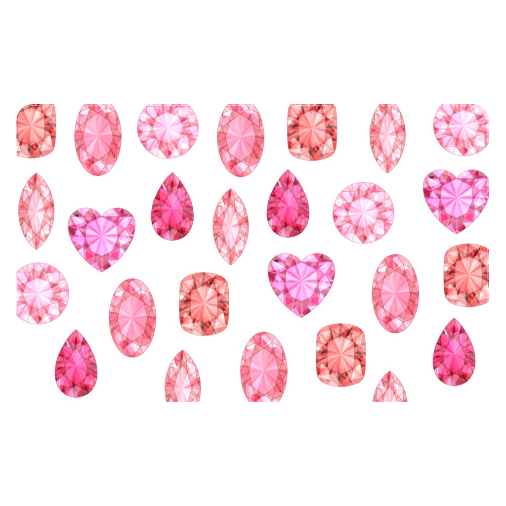 赤色とピンク色の宝石　ICカードステッカー