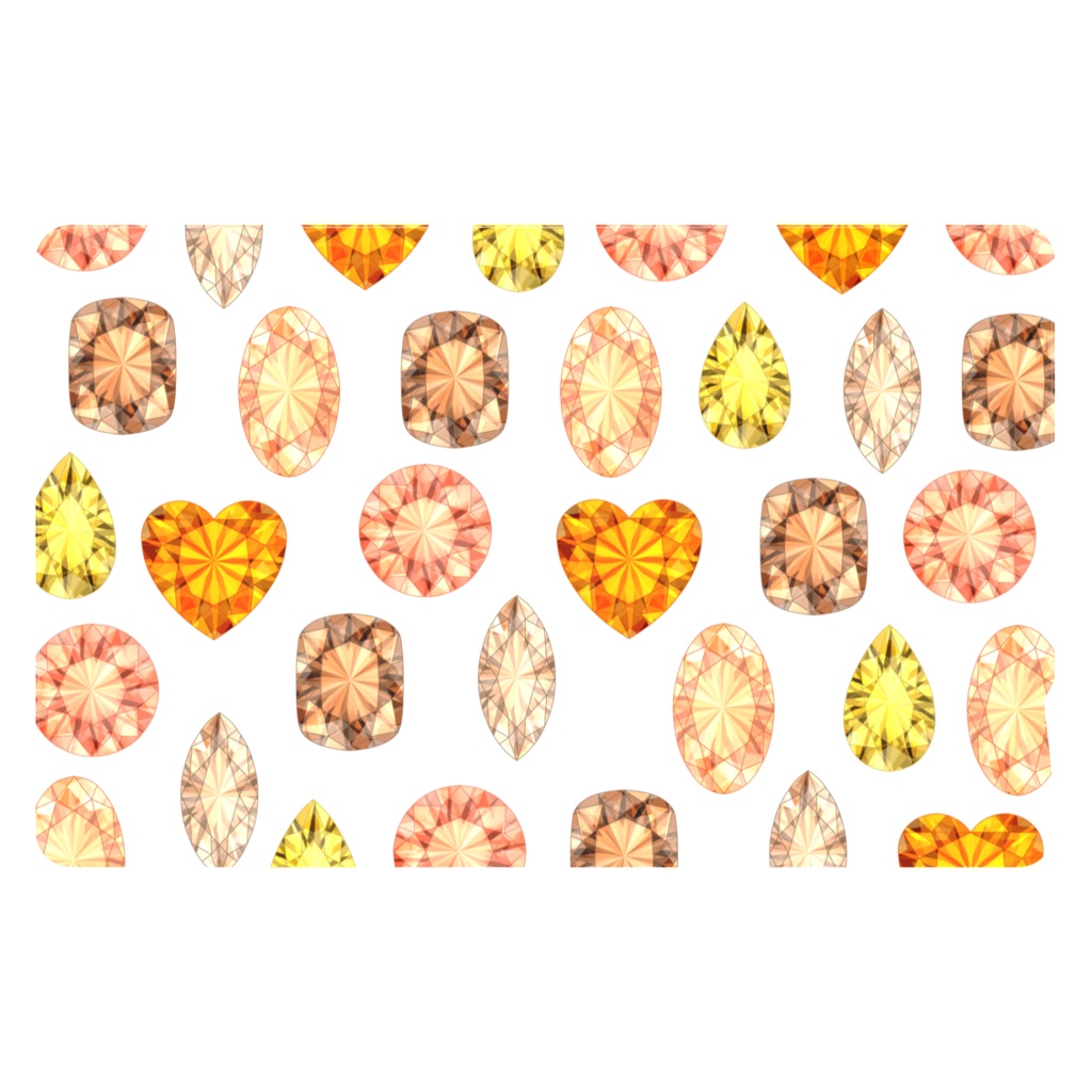 黄色とオレンジ色の宝石　ICカードステッカー