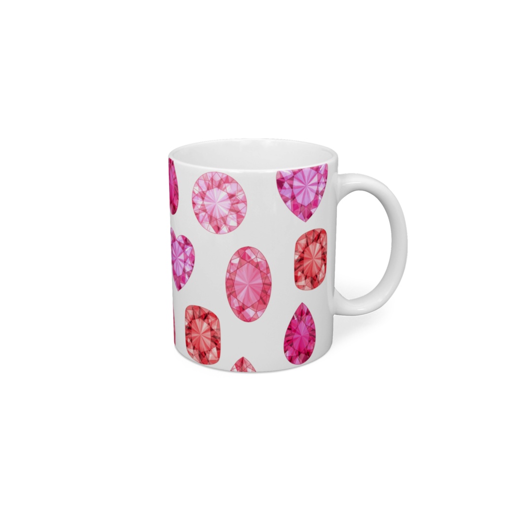 赤色とピンク色の宝石　マグカップ