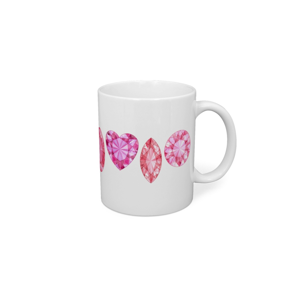 赤色とピンク色の宝石　マグカップ