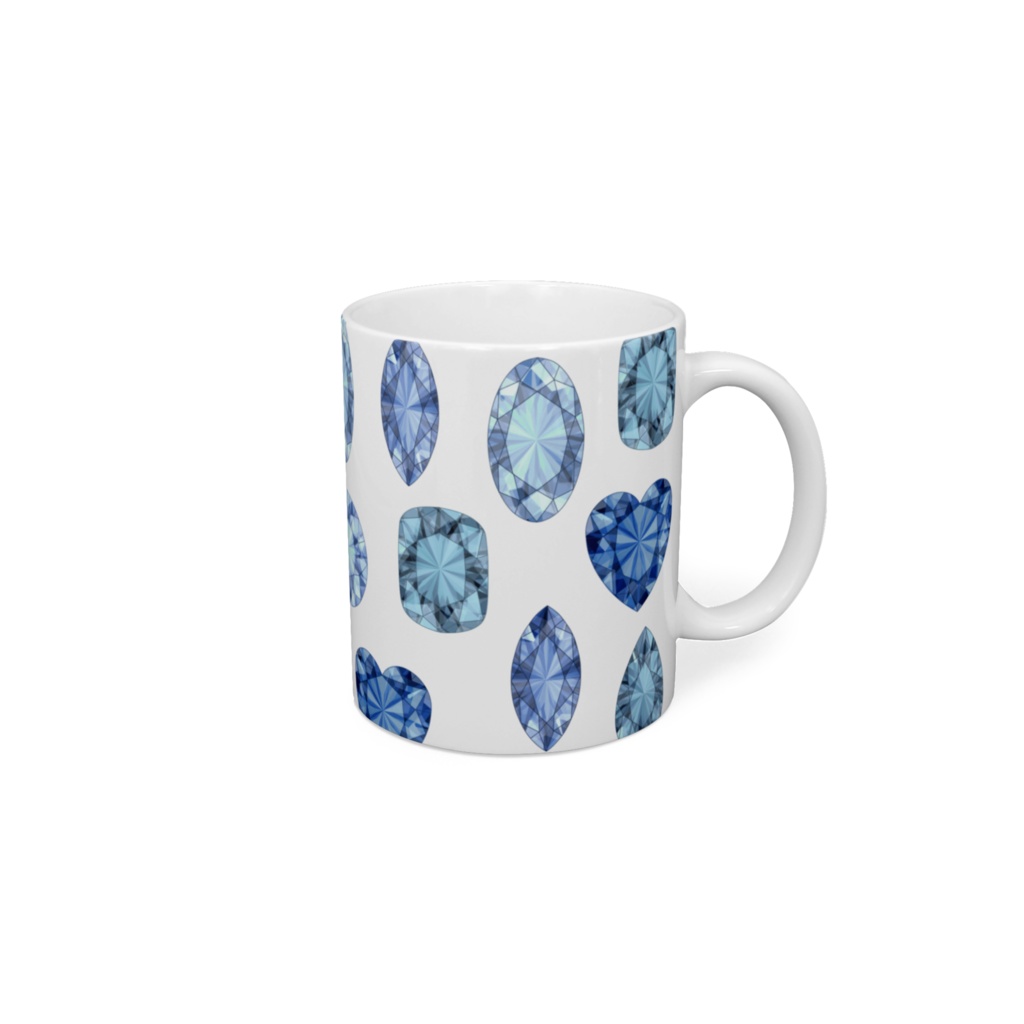 青色と水色の宝石　マグカップ