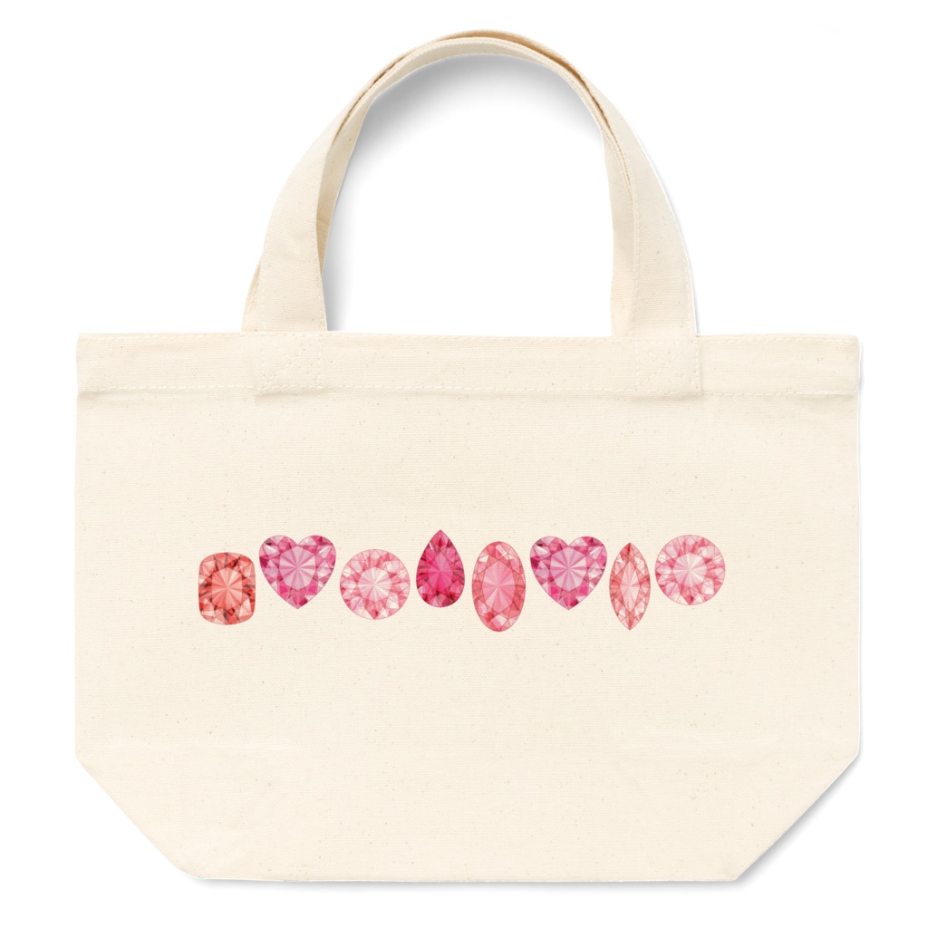 赤色とピンク色の宝石　トートバッグ