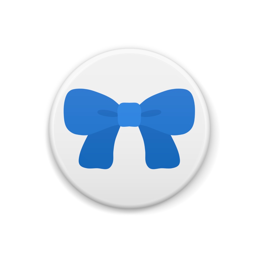 青色のリボンの缶バッジ