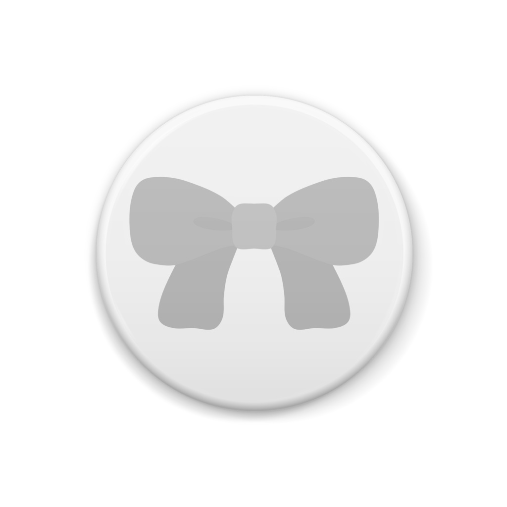 白色のリボンの缶バッジ