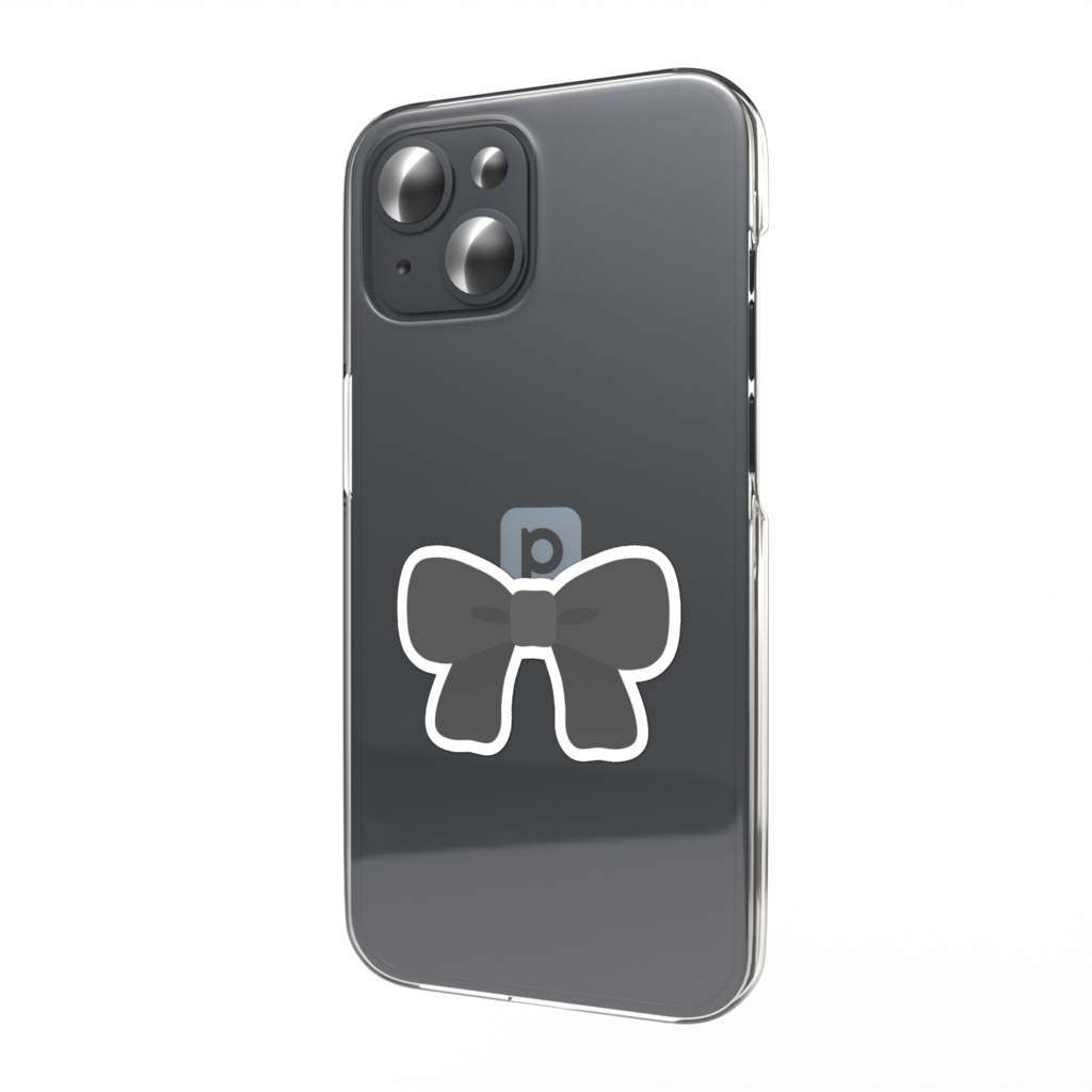 黒色のリボンのスマホステッカー