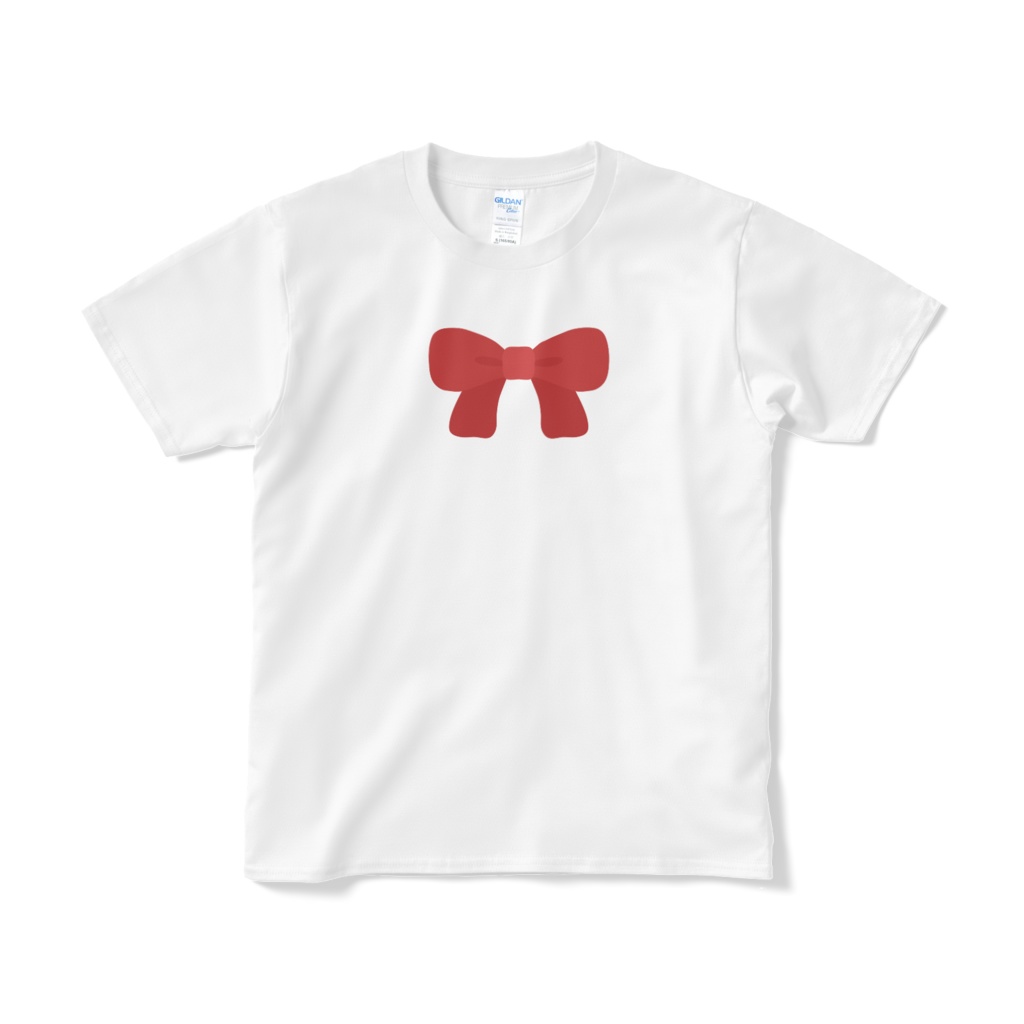 赤色のリボンのTシャツ