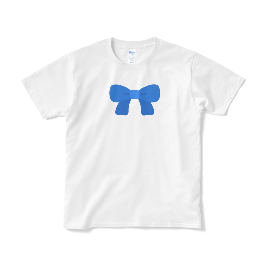 青色のリボンのTシャツ