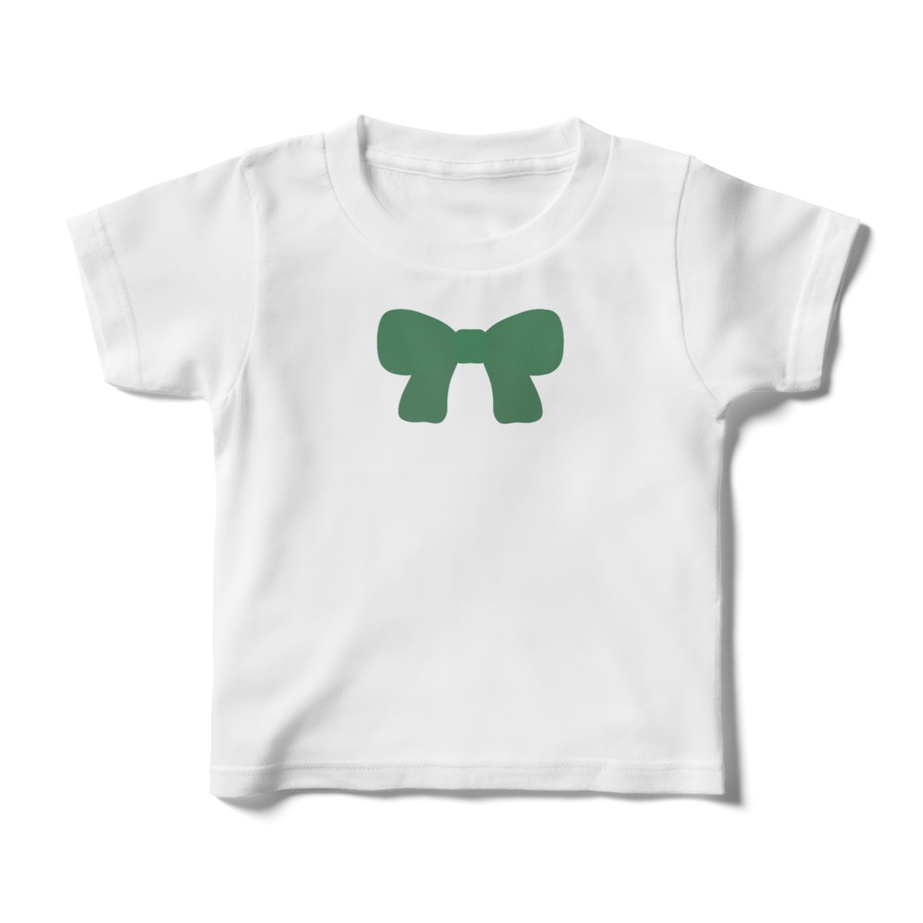 緑色のリボンのキッズTシャツ