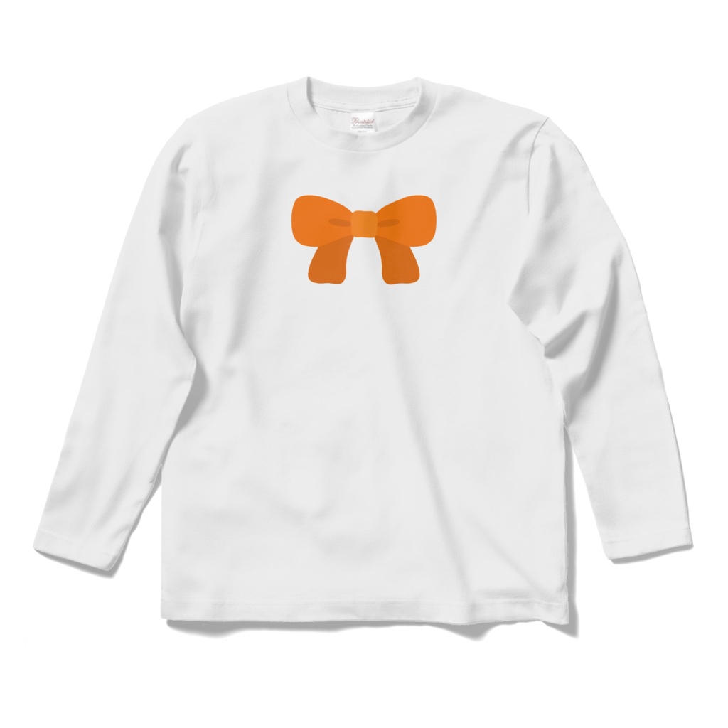 オレンジ色のリボンのロングスリーブTシャツ