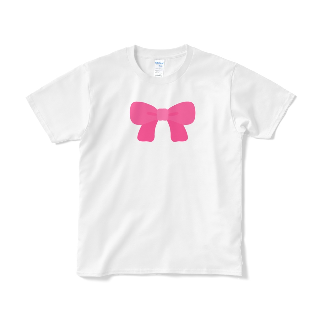 ピンク色のリボンのTシャツ