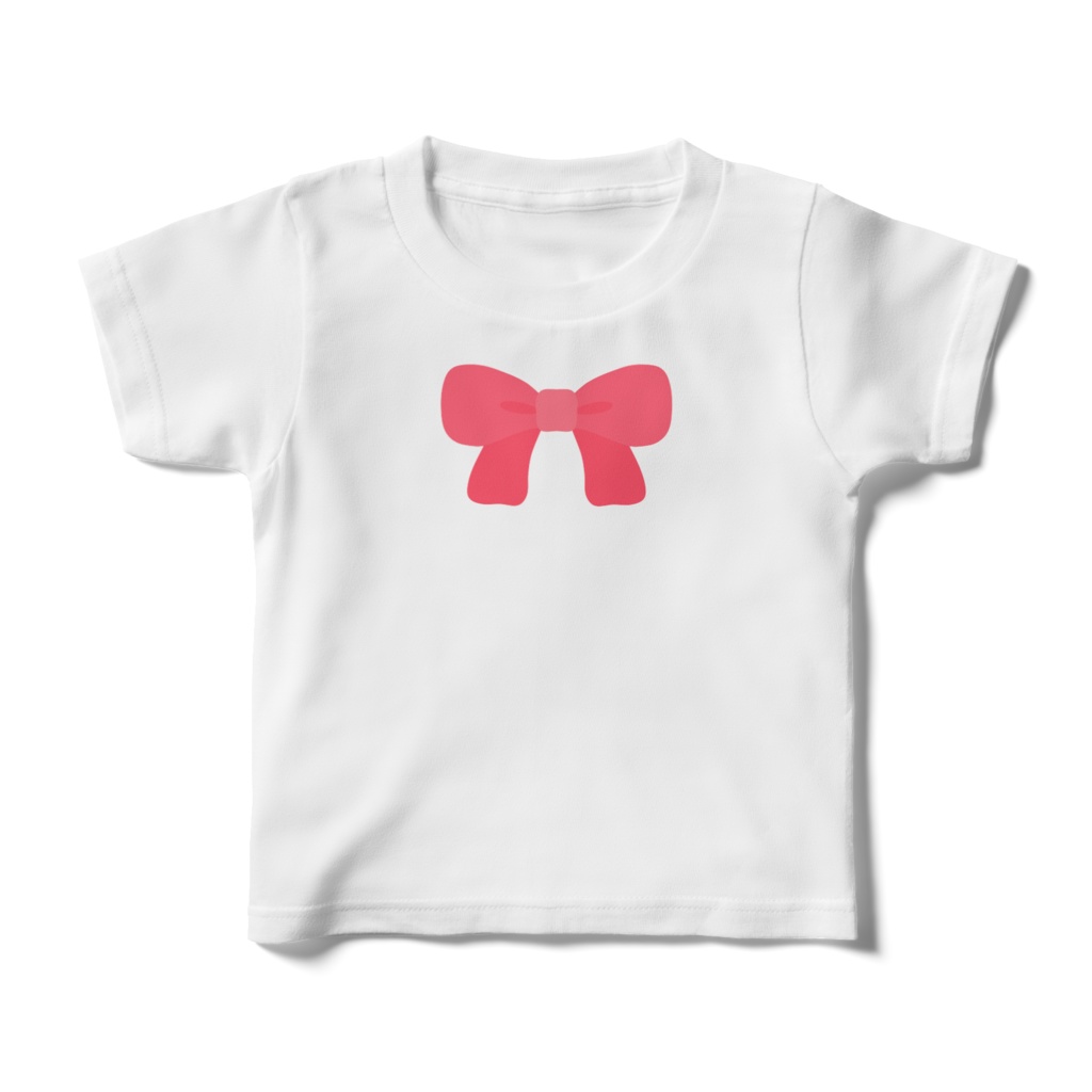 ピンク色のリボンのキッズTシャツ
