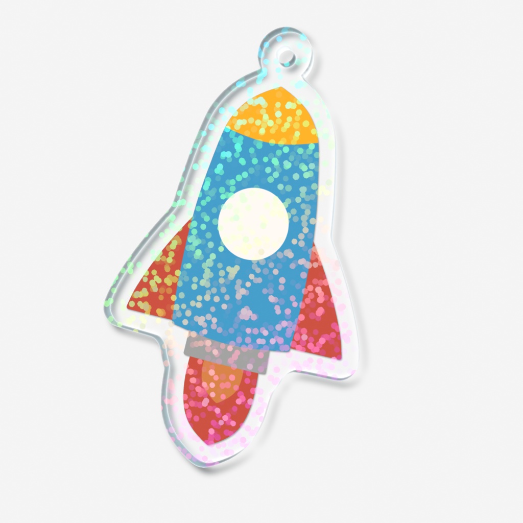 ロケットのホログラムアクリルキーホルダー