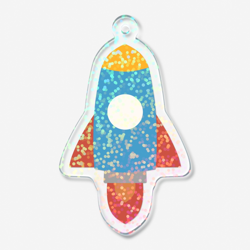 ロケットのホログラムアクリルキーホルダー