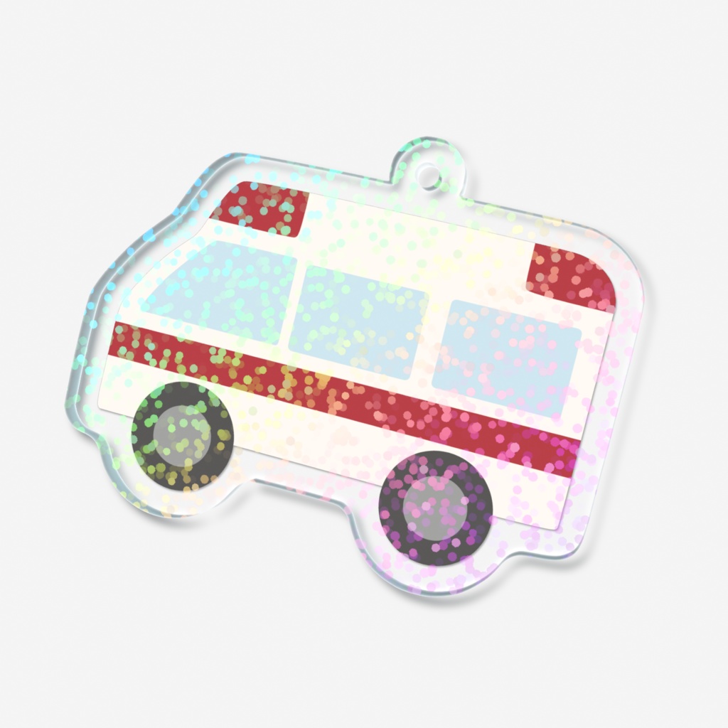 救急車のホログラムアクリルキーホルダー