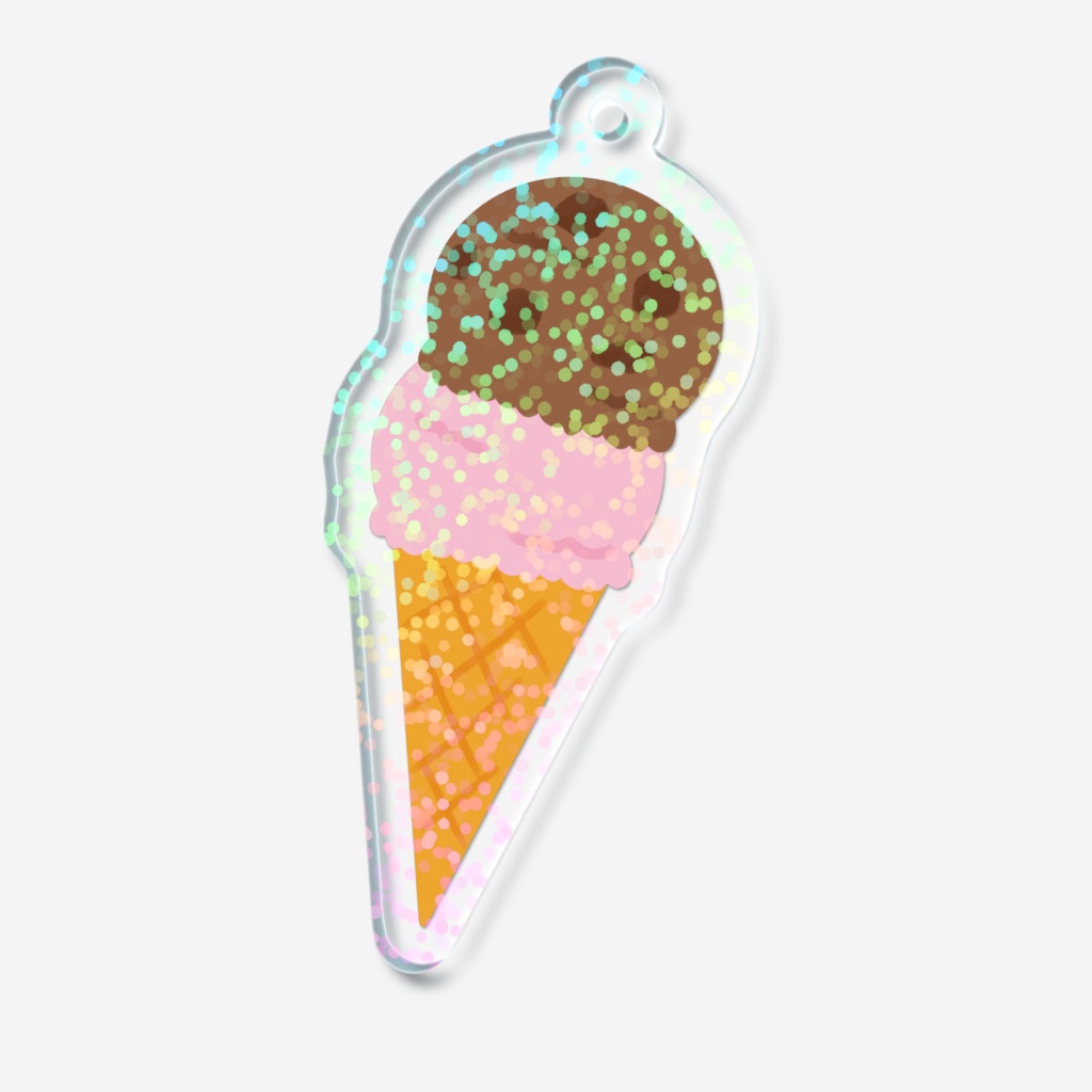 2段アイスのホログラムアクリルキーホルダー