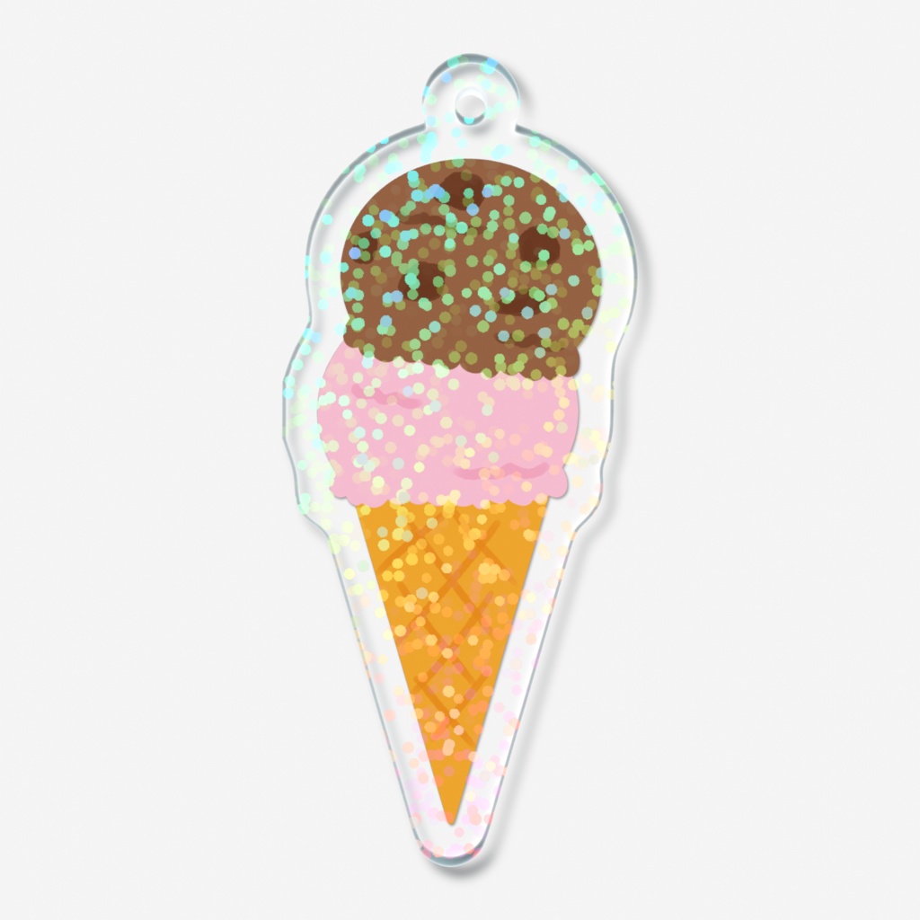 2段アイスのホログラムアクリルキーホルダー