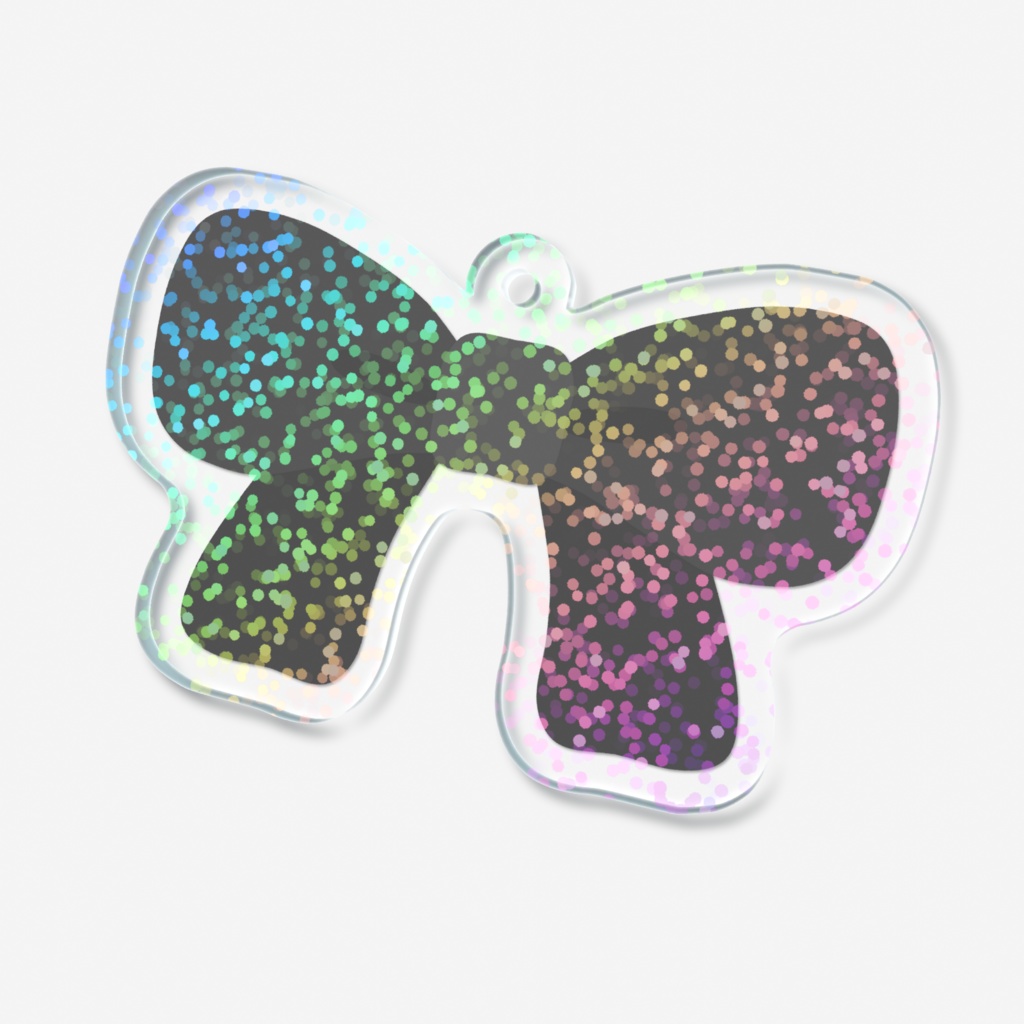 黒色のリボンのホログラムアクリルキーホルダー