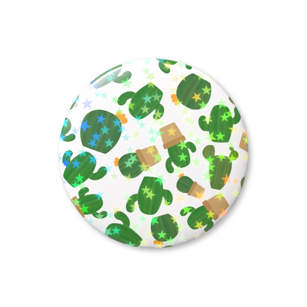 サボテンのホログラム缶バッジ